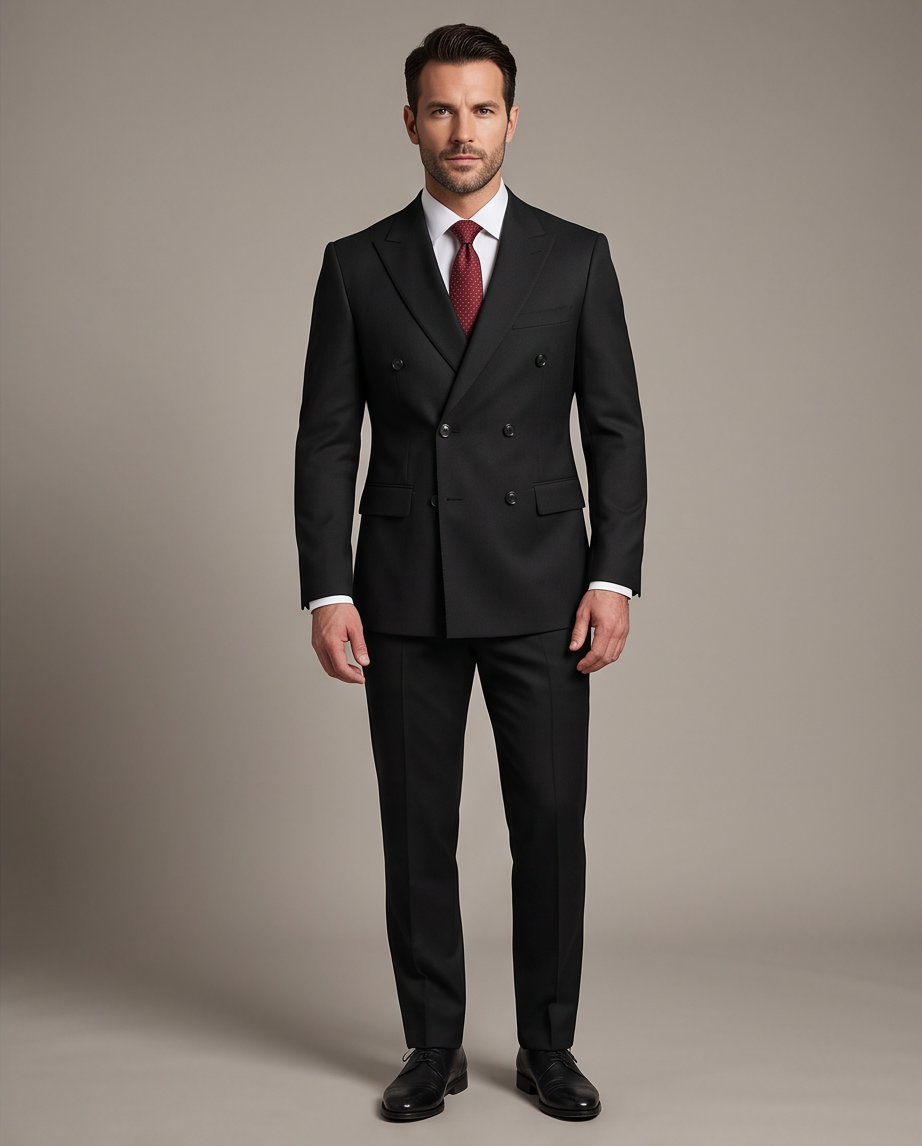 Elegant Black Double-Breasted Suit