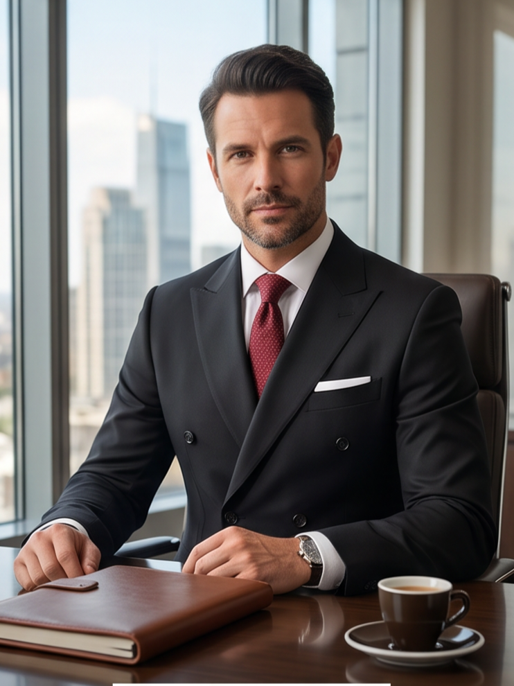 Elegant Black Double-Breasted Suit