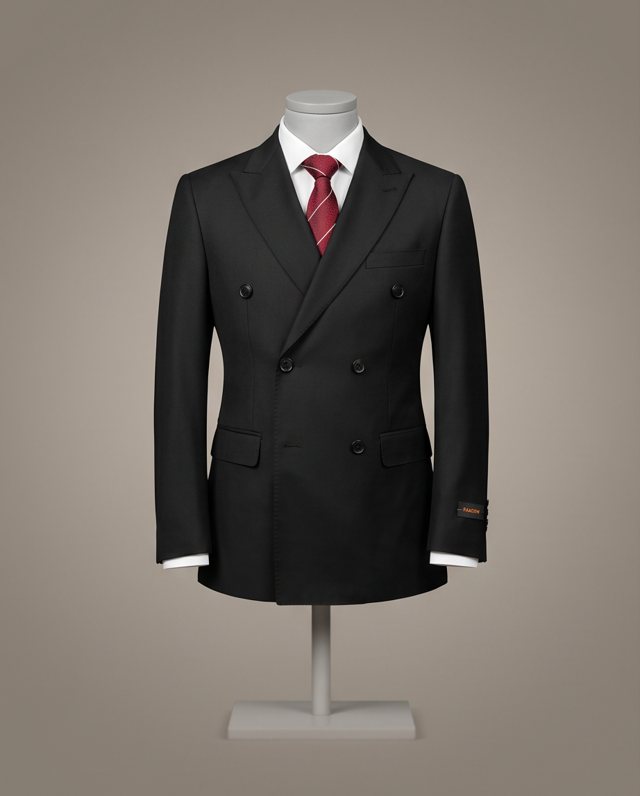 Elegant Black Double-Breasted Suit