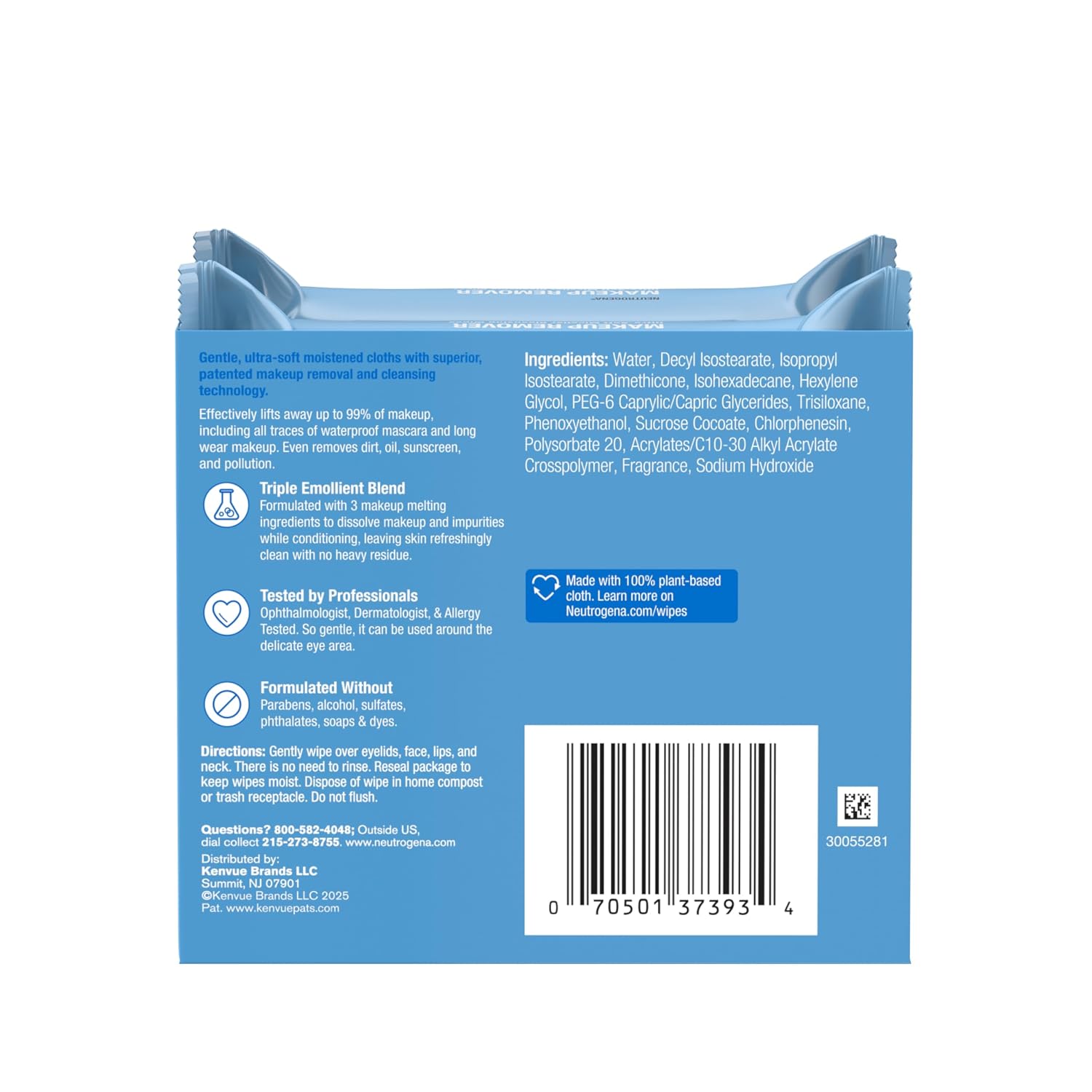 Neutrogena Makeup Remover Micellar Wipes, 2 Pack of 25 Ct